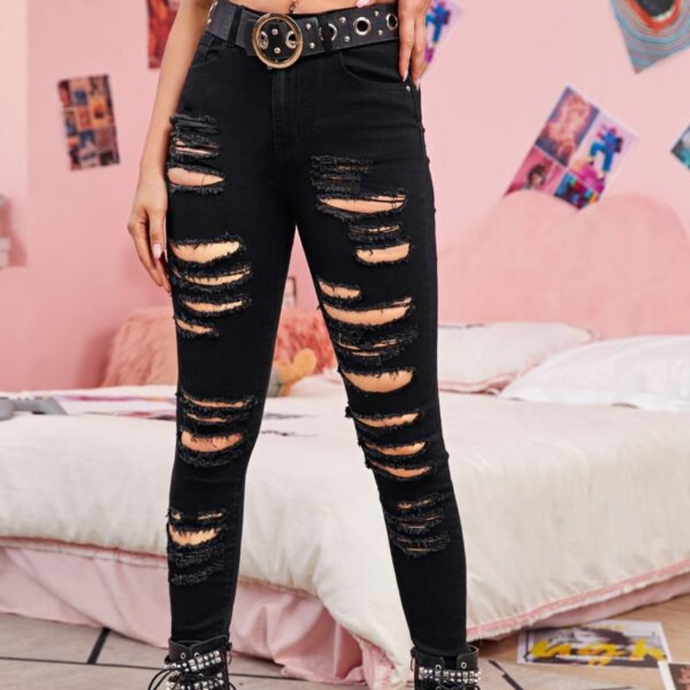 Heavy Rips Black Jeans